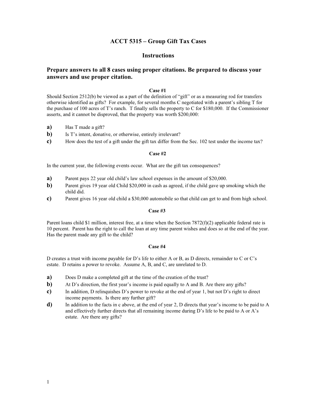 ACCT 5315 Gift Tax Group Assignment s1