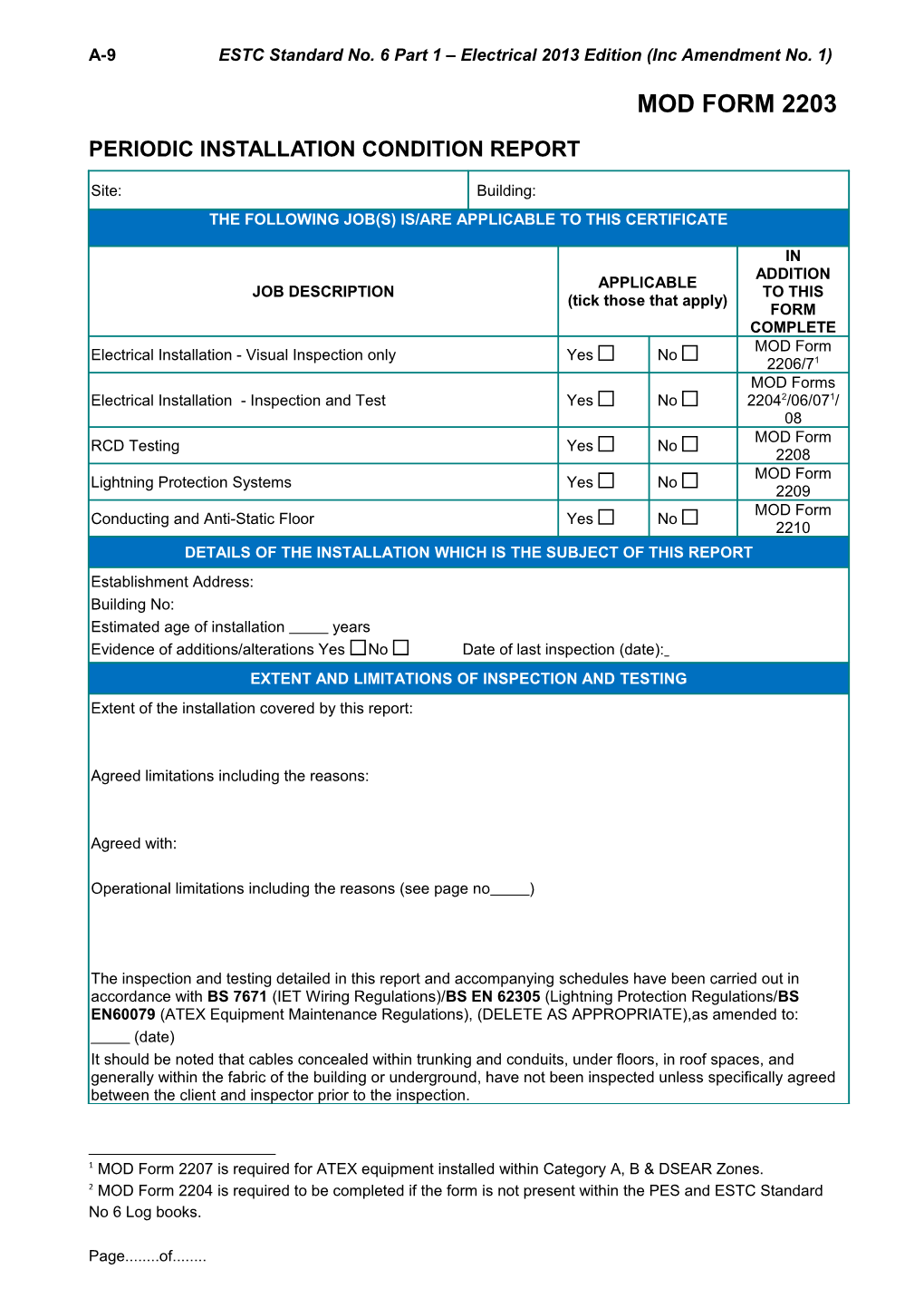 ESTC Standard No. 6 Part 1 Electrical 2013 Edition (Inc Amendment No. 1)