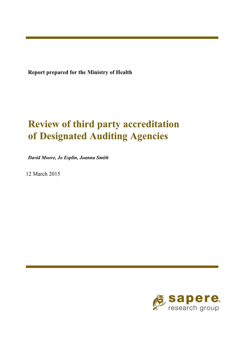 Review of Third Party Accreditation of Designated Auditing Agencies
