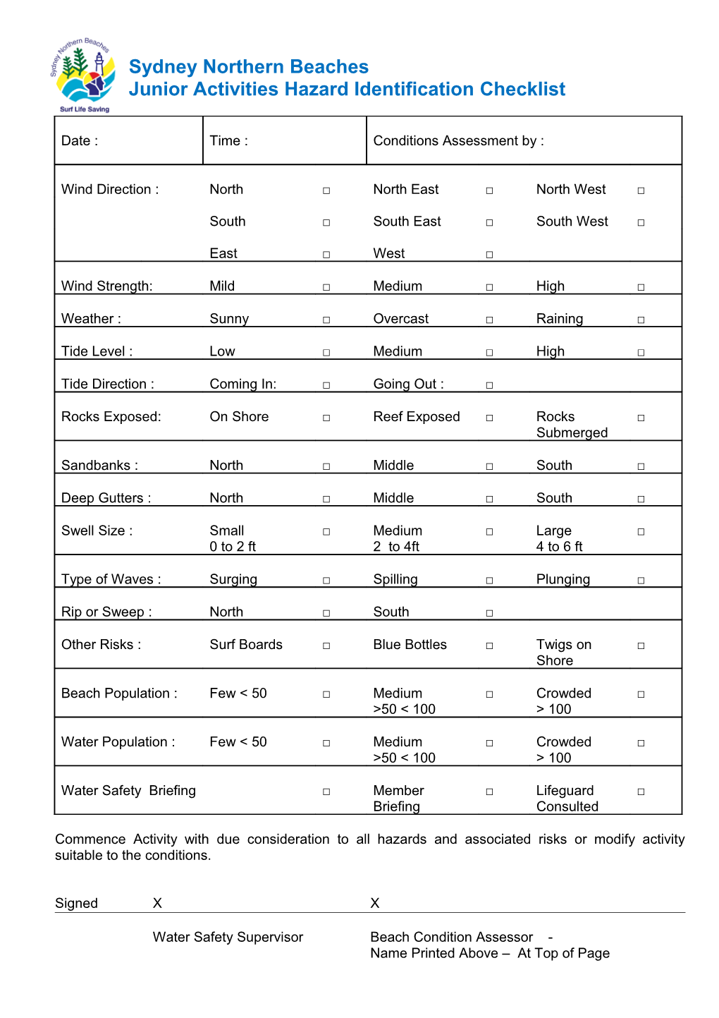 CHSLSC Hazard Identification and Risk Assessment