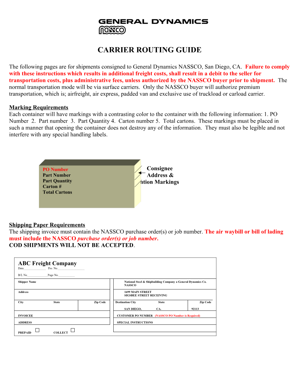 Carrier Routing Guide