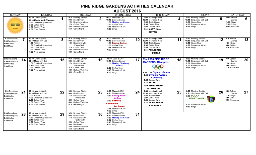 Pineridgegardens Activities Calendar