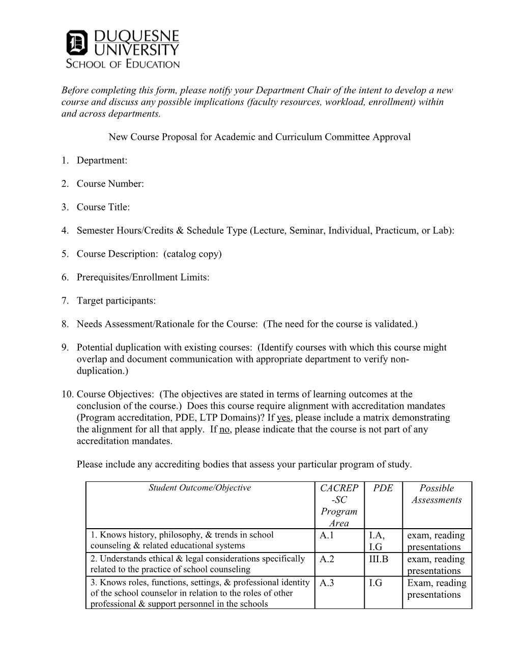 Course Outline for Academic and Curriculum Committee Approval