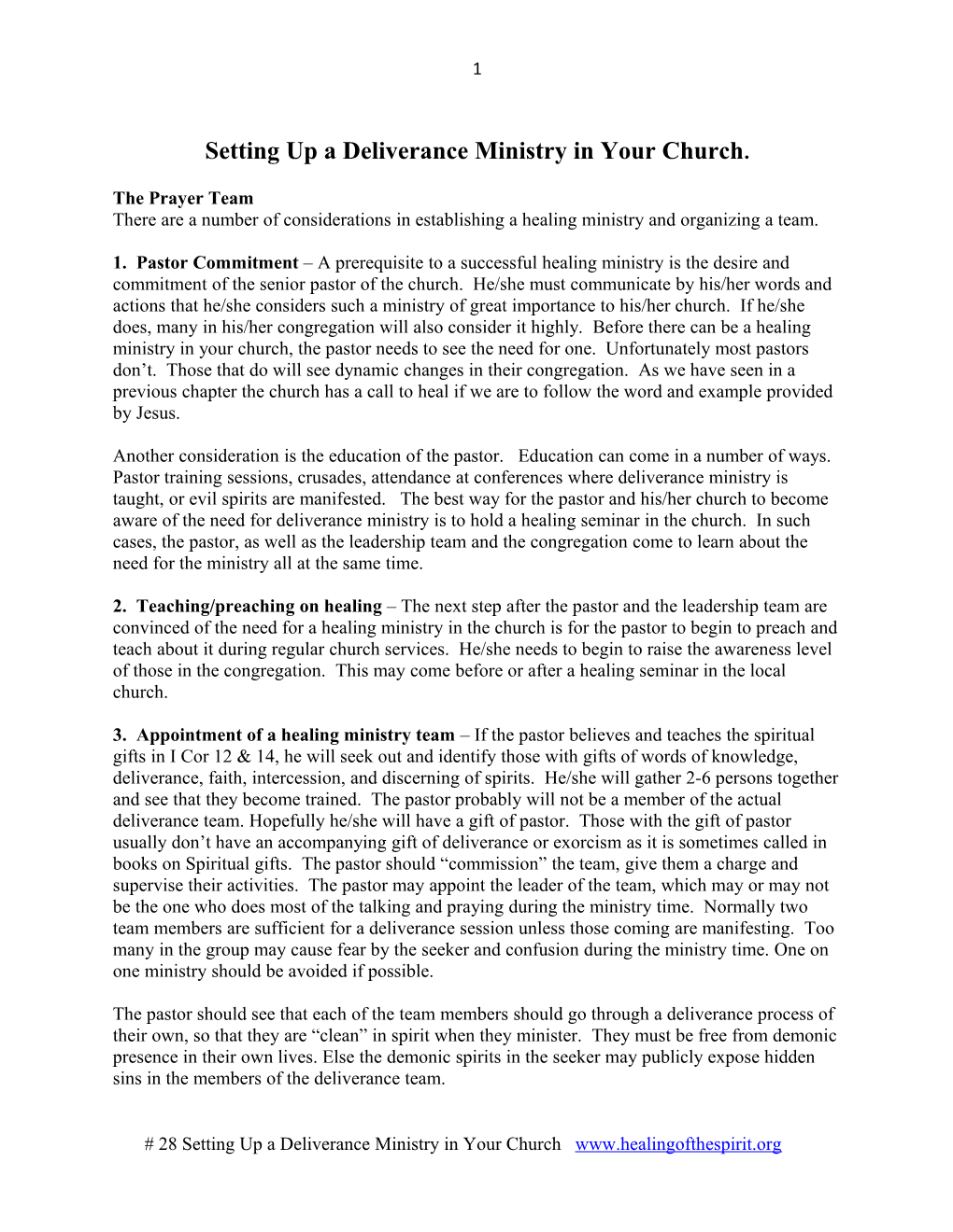 Setting up a Deliverance Ministry in Your Church