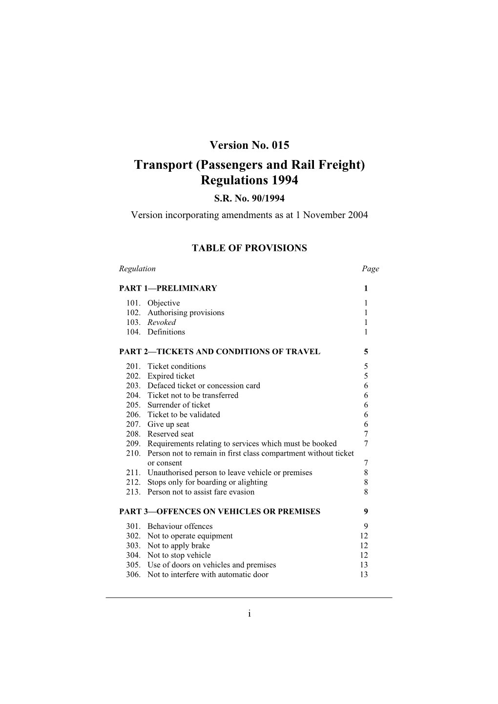 Transport (Passengers and Rail Freight) Regulations 1994