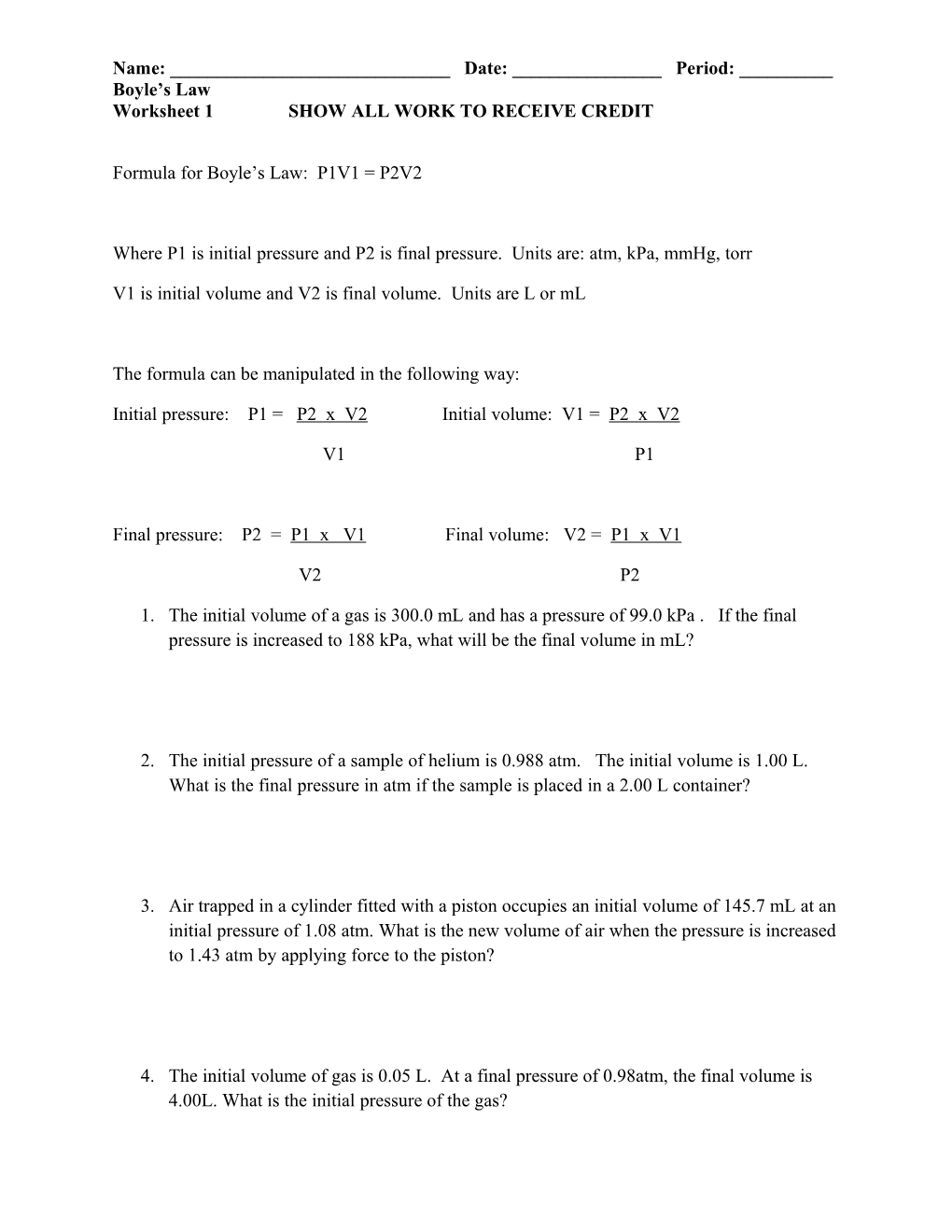 Boyle S and Charles S Gas Laws