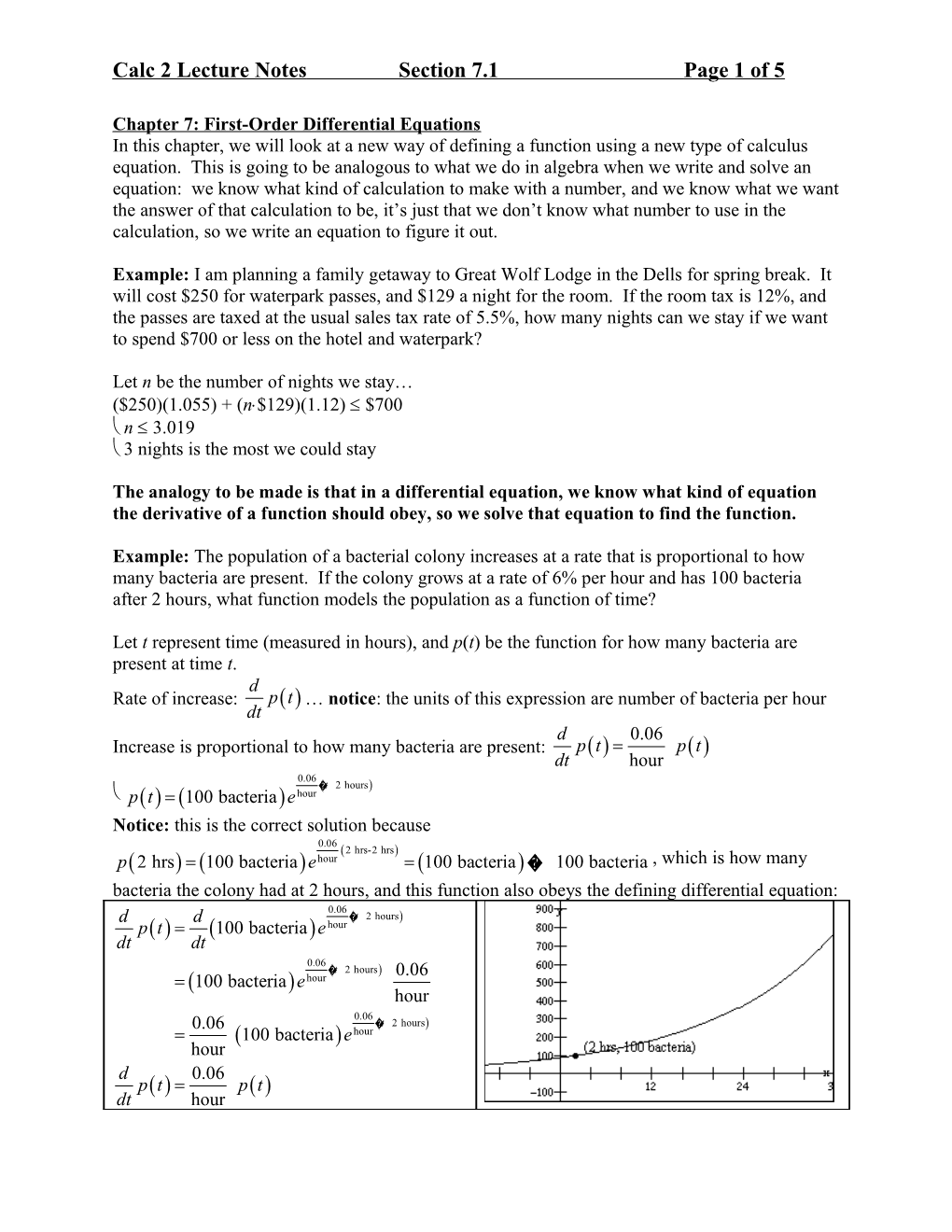 Calculus 2 Lecture Notes, Section 7.1