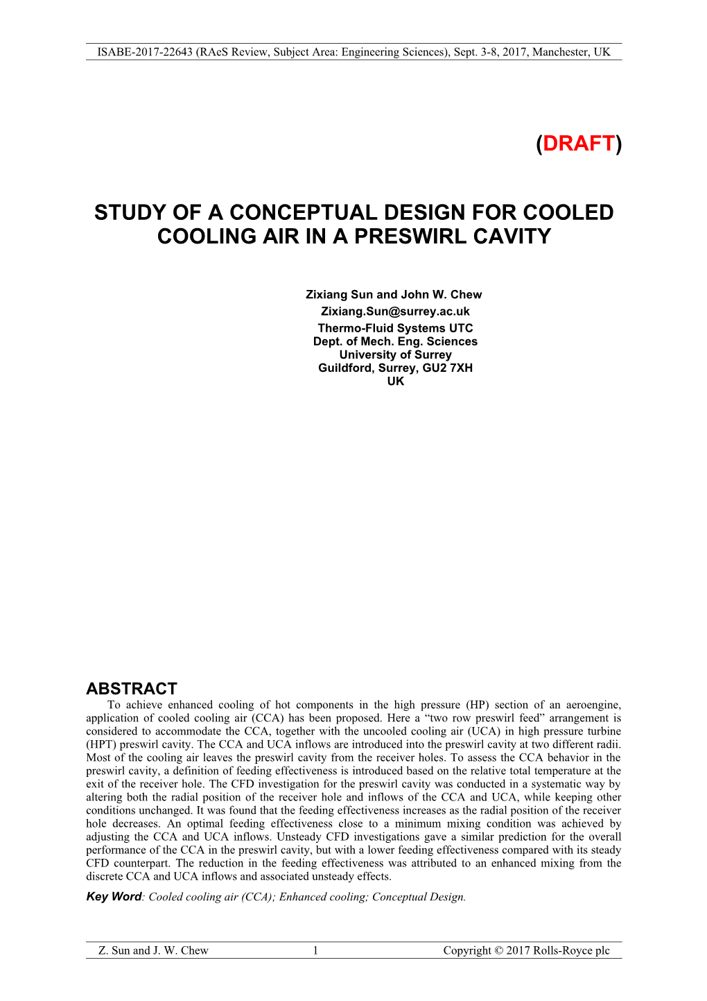 Study of a Conceptual Design for Cooled Cooling Air in a Preswirl Cavity