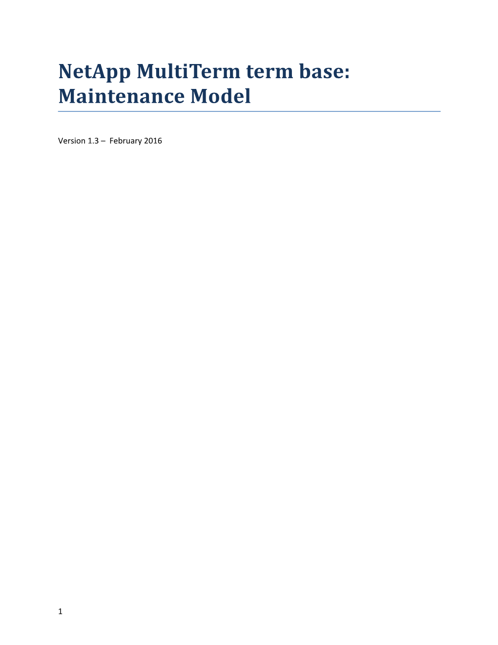 Netapp Multiterm Term Base: Maintenance Model
