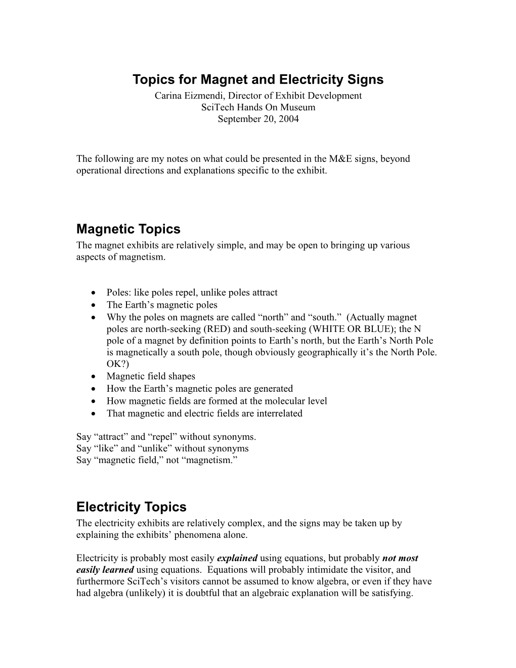 Topics for Magnet and Electricity Signs
