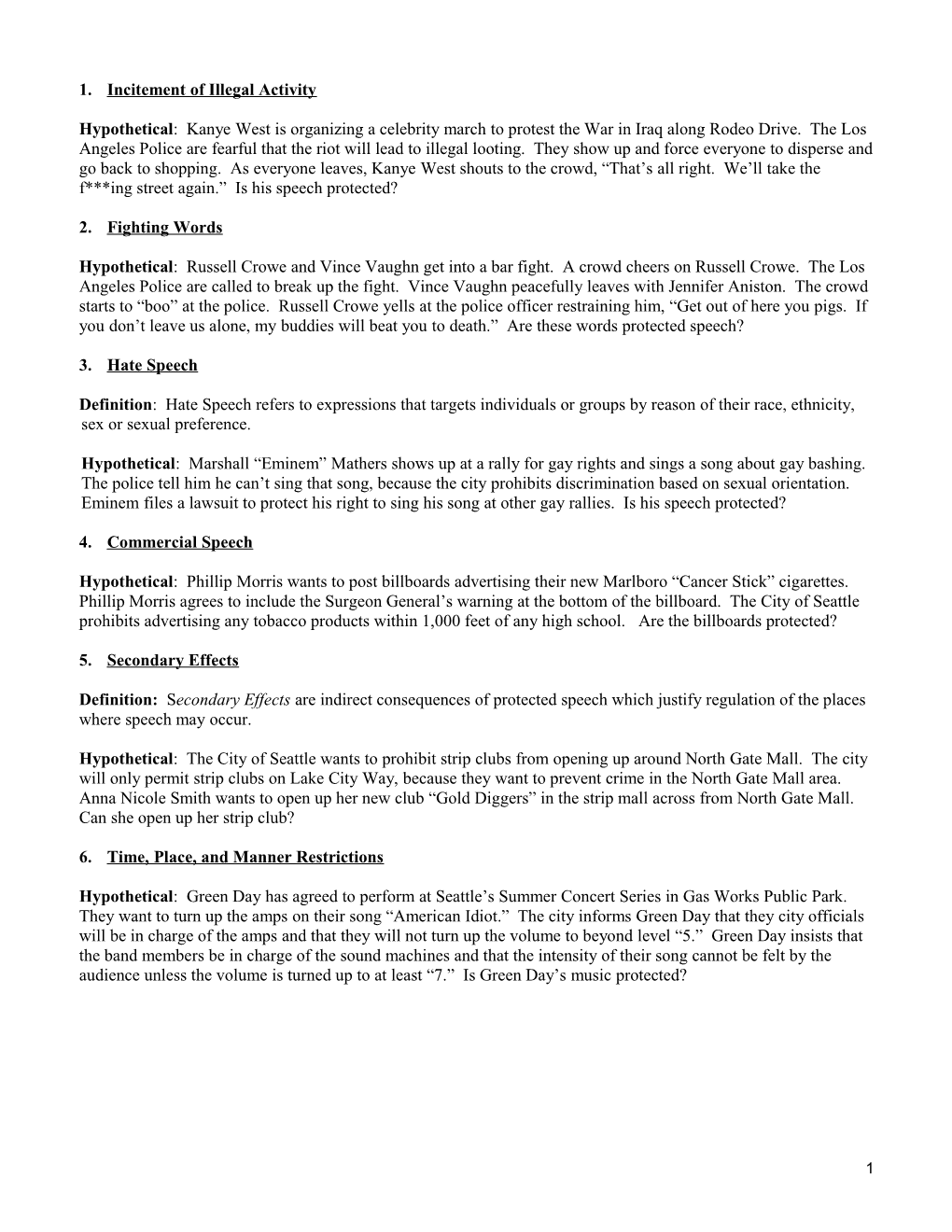 1 Handout with Hypos and Law