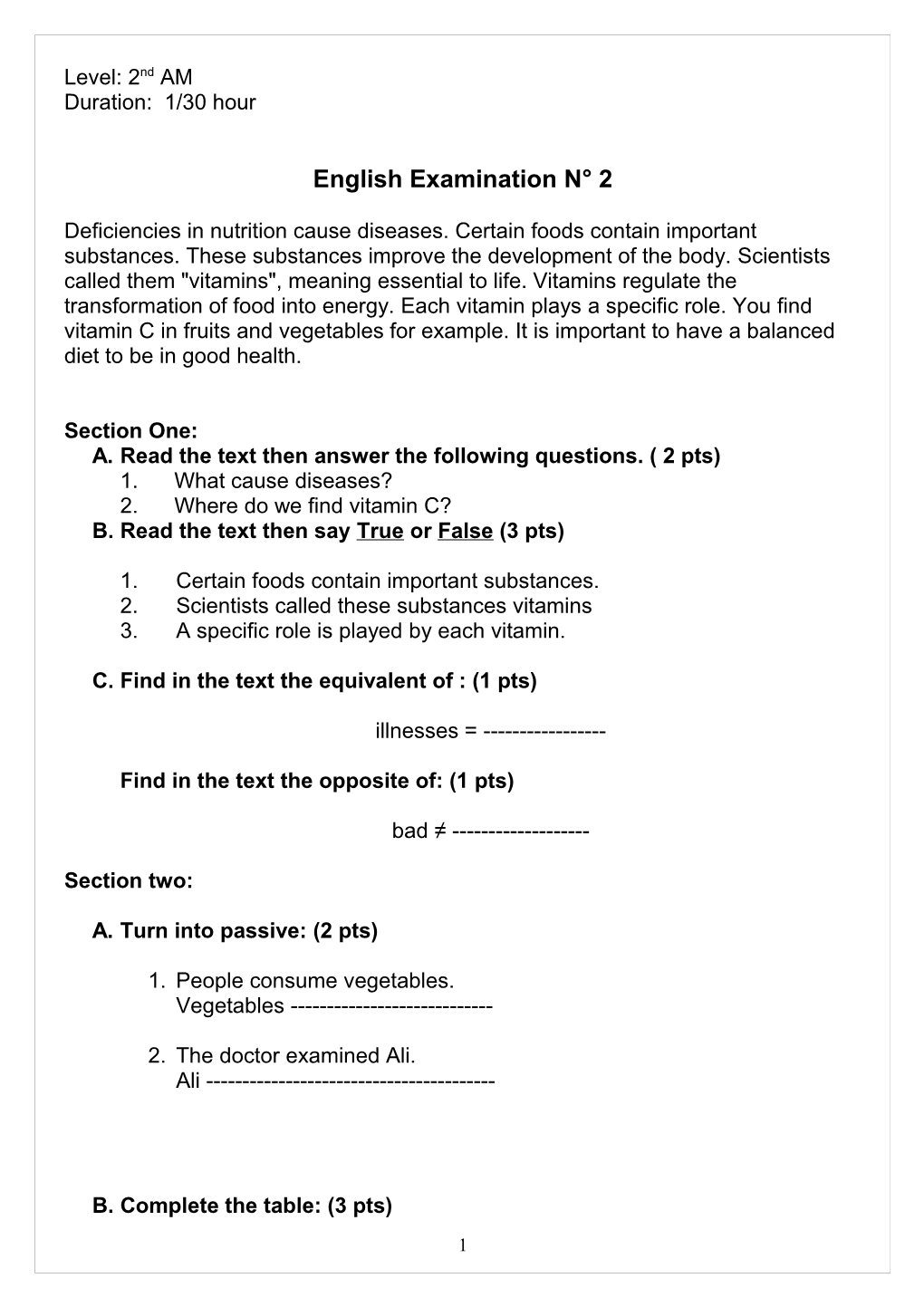 Deficiencies in Nutrition Cause Diseases