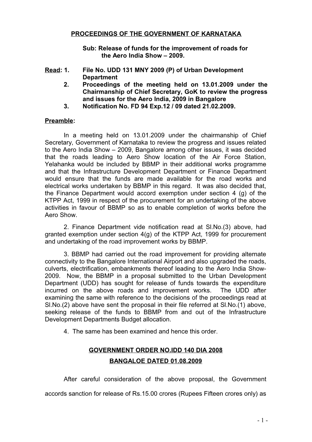 Proceedings of the Government of Karnataka s2