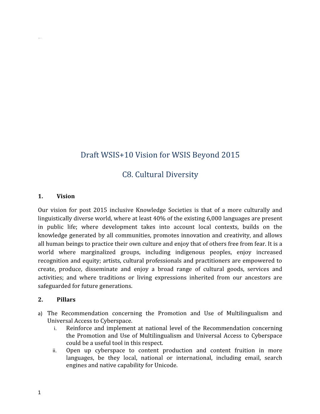Draft WSIS+10 Vision for WSIS Beyond 2015 s1