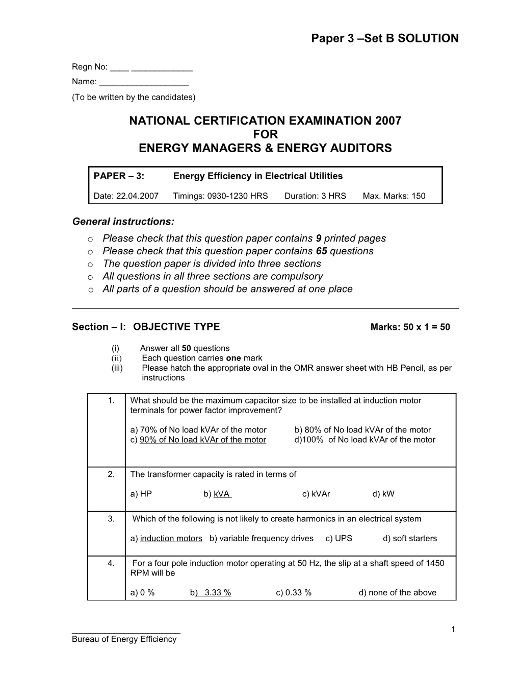 National Certification Examination 2004 s1