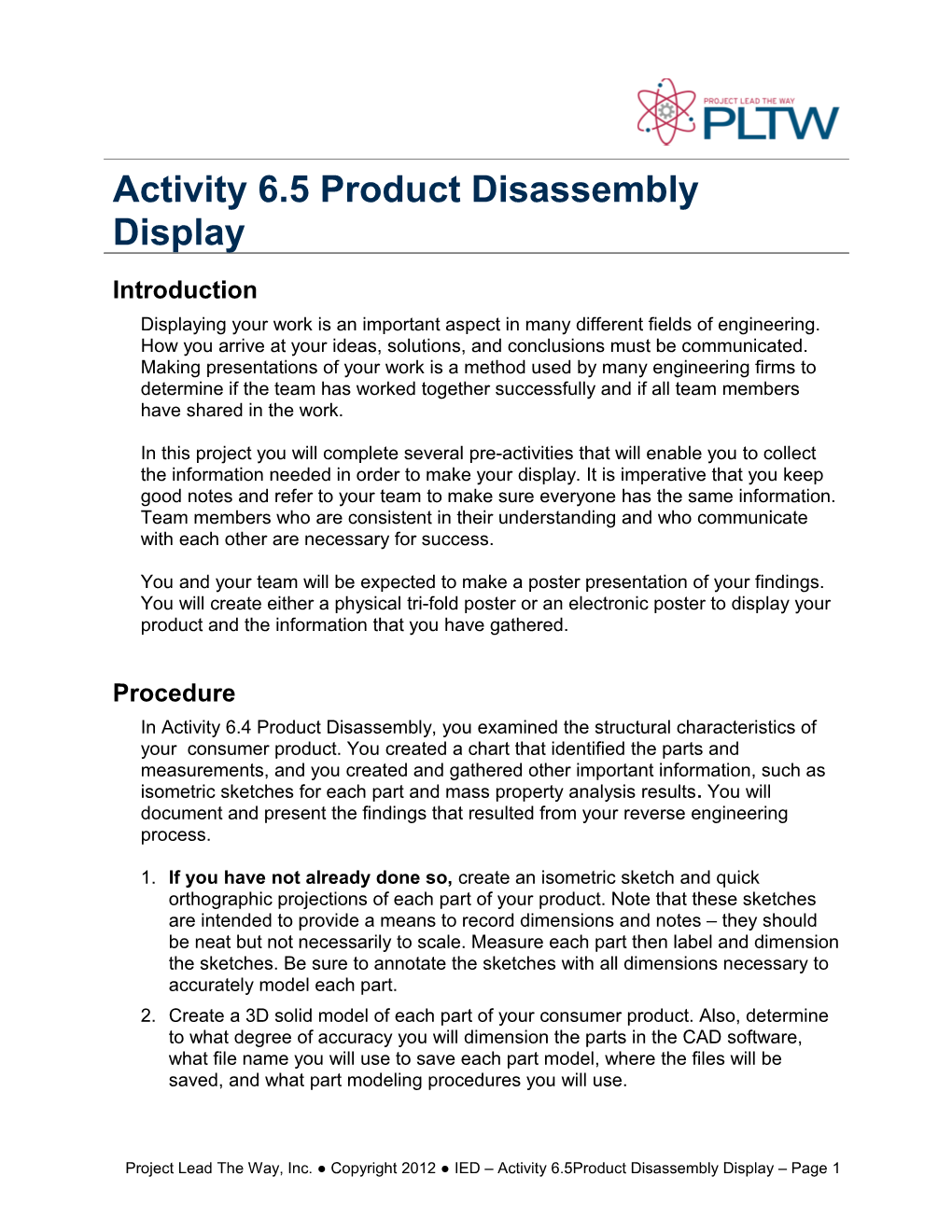 Activity 6.5Product Disassembly Display