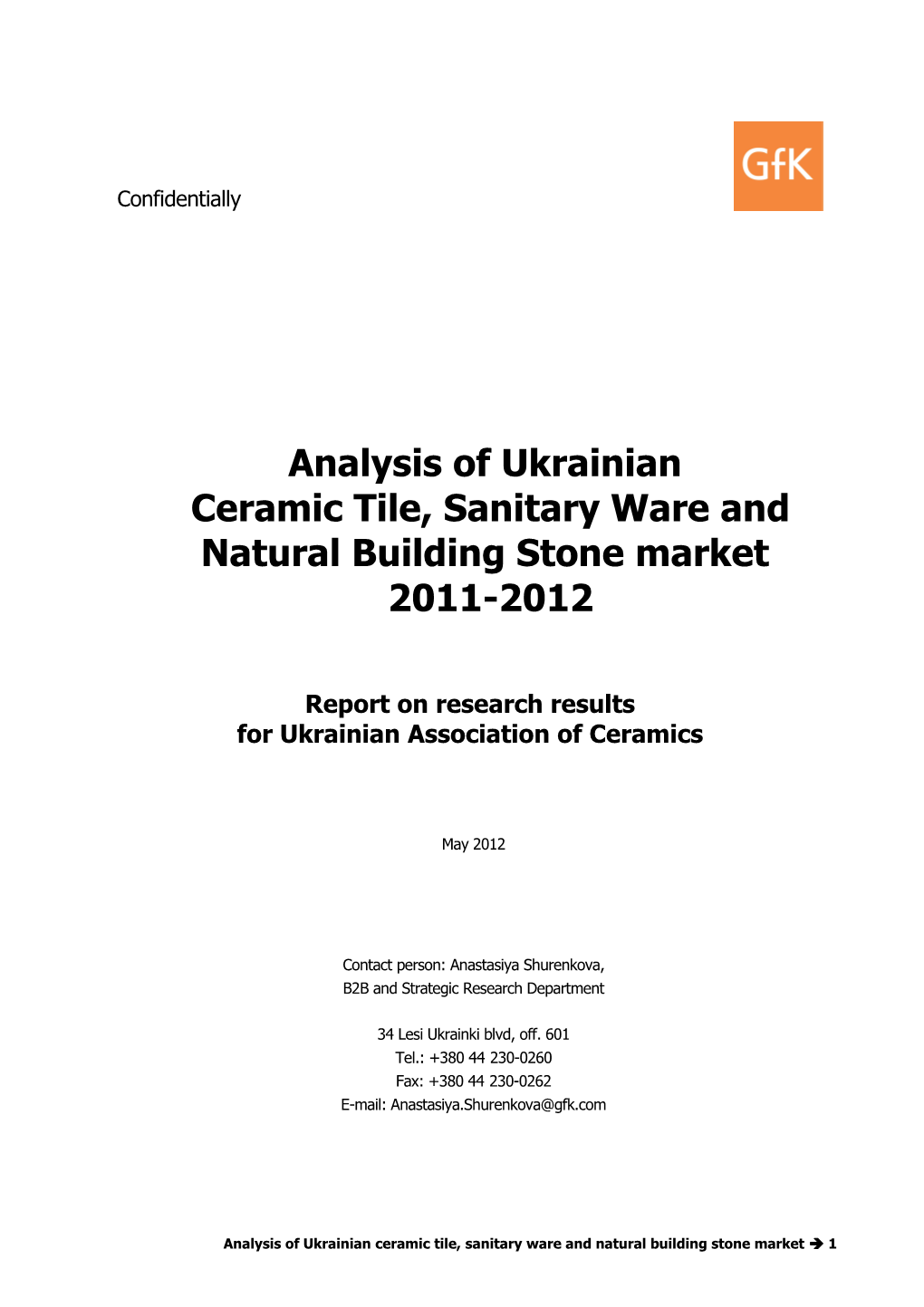 Report on Research Results for Ukrainian Association of Ceramics