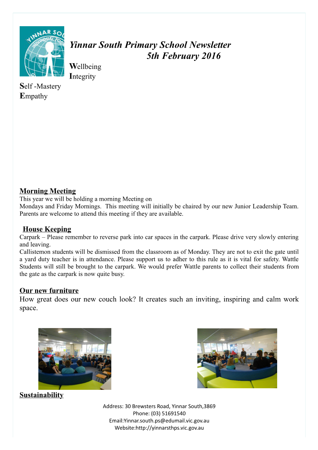 Yinnar South Primary School Newsletter