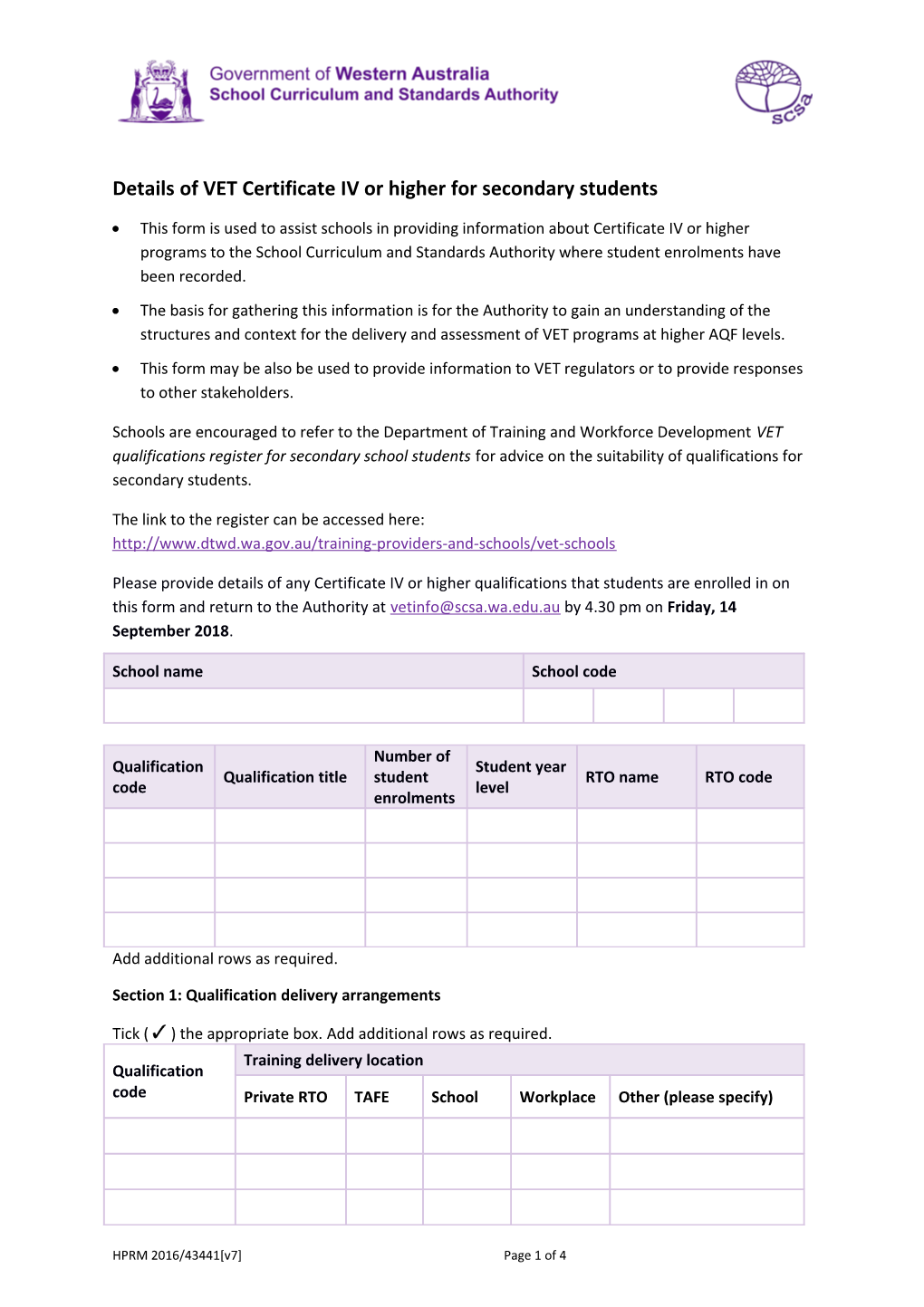 Details of VET Certificate IV Or Higher for Secondary Students