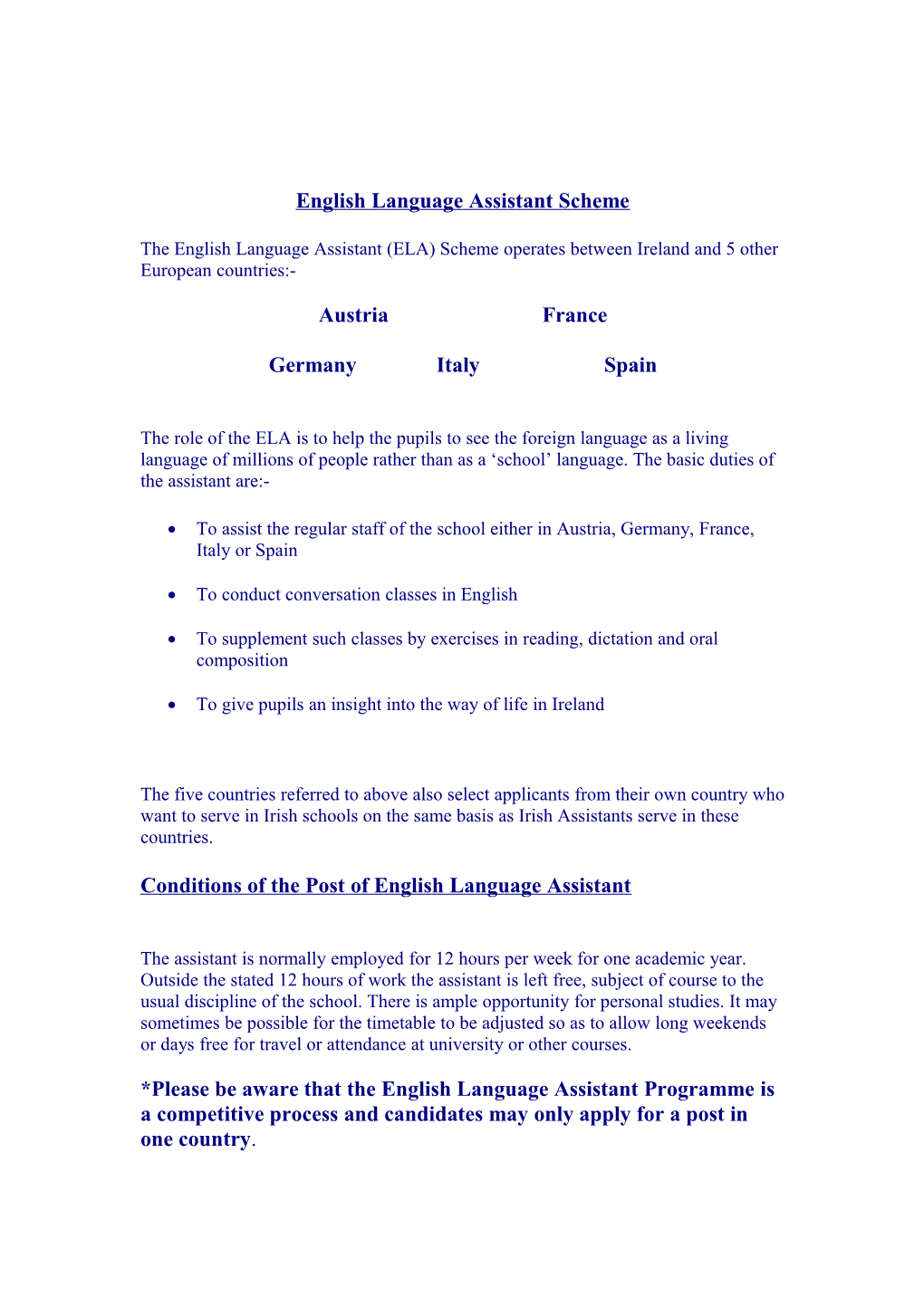 Language Assistant Programme