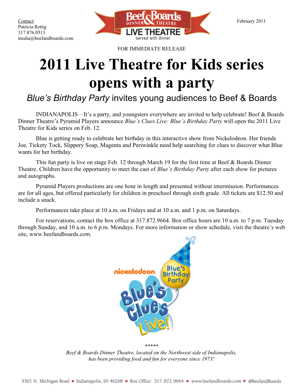 2011 Live Theatre for Kids Series