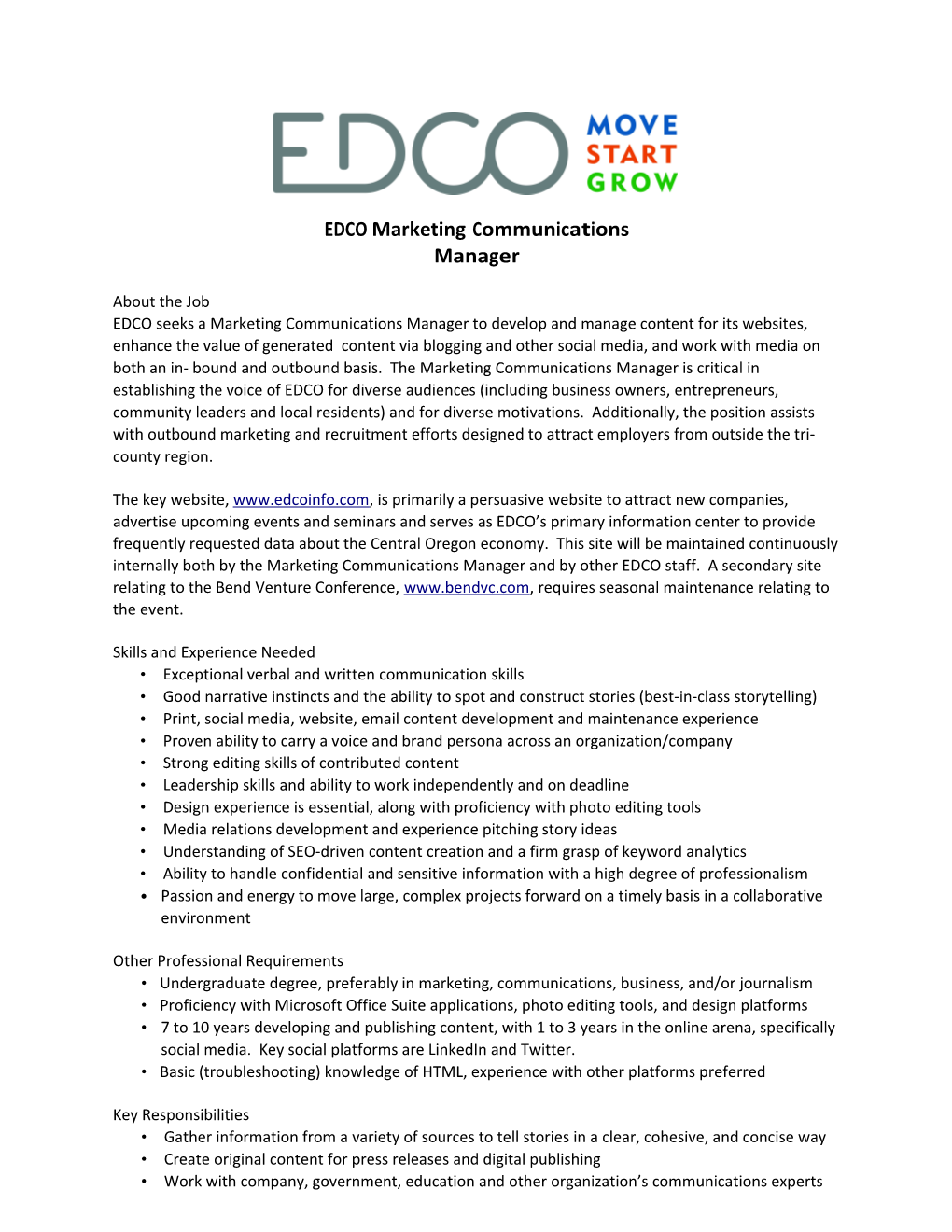 EDCO Marketing Communications Manager