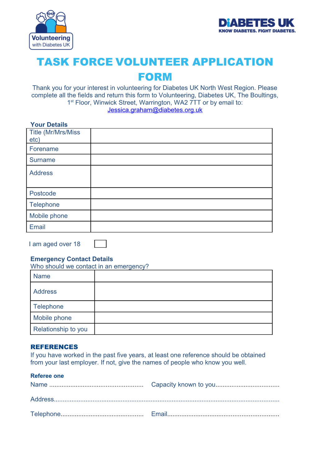 Task Force Volunteer Application Form