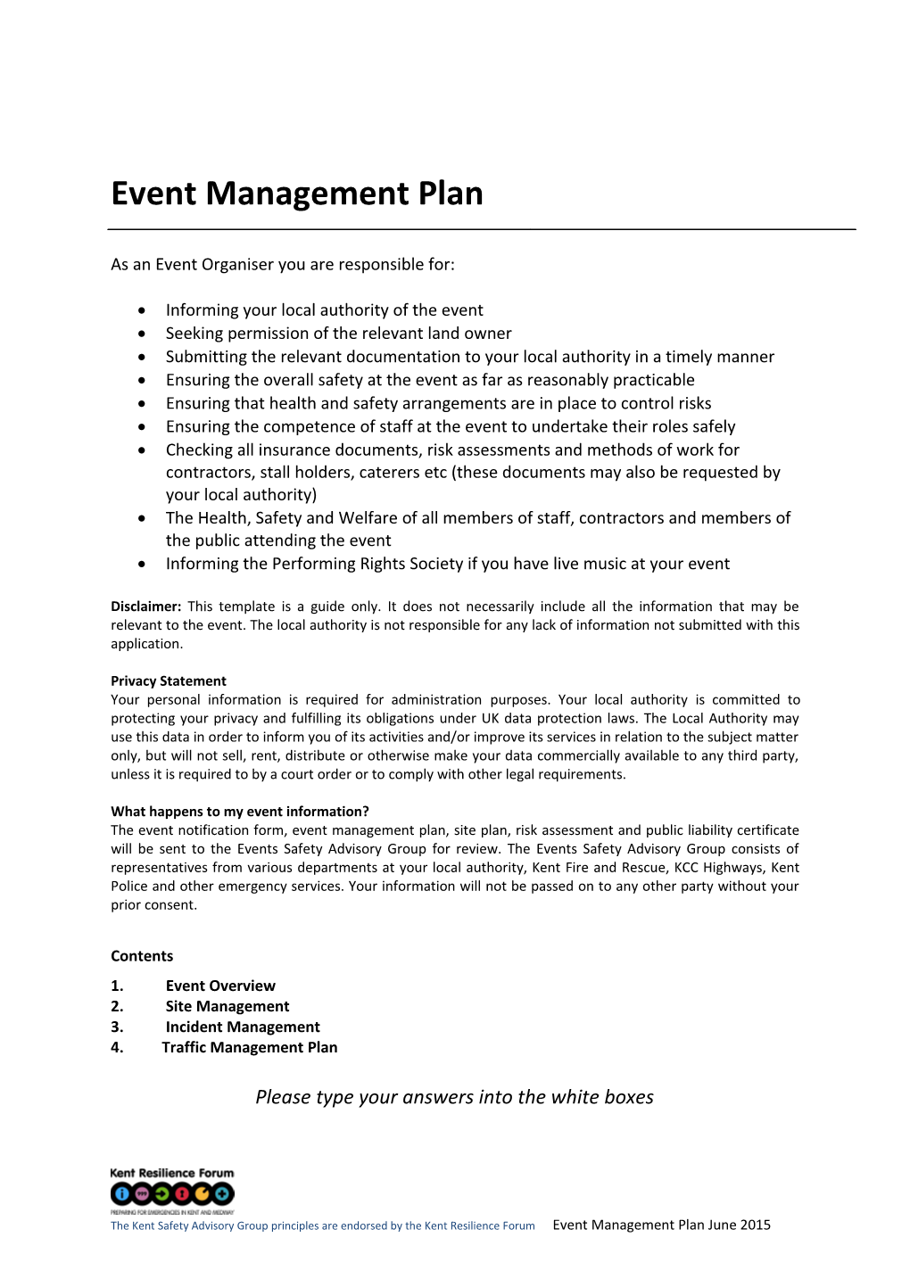 Event Safety Management Plan s1