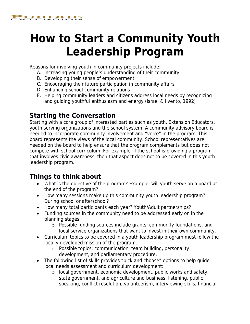 How to Start a Community Youth