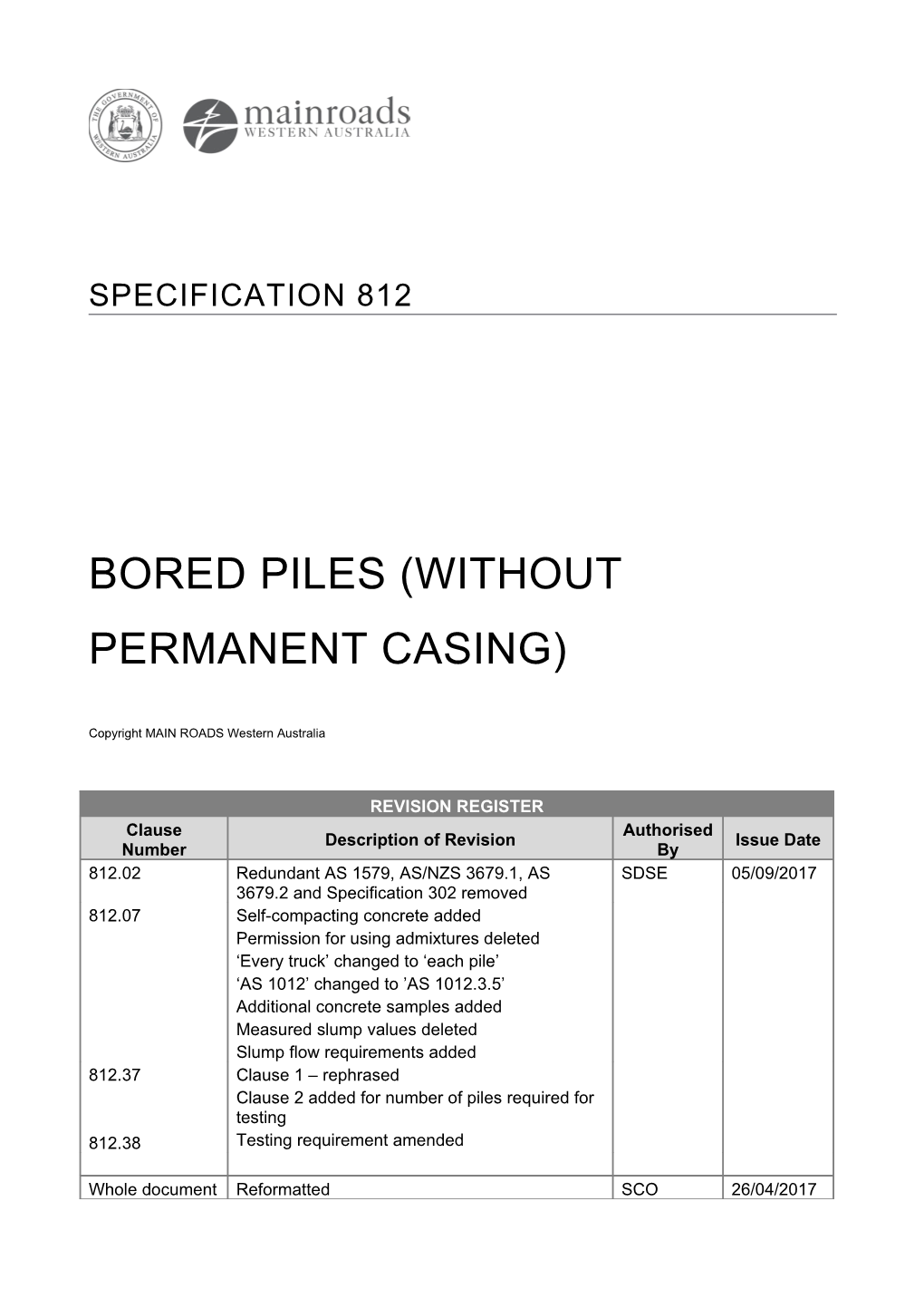 Bored Piles (Without Permanent Casing)