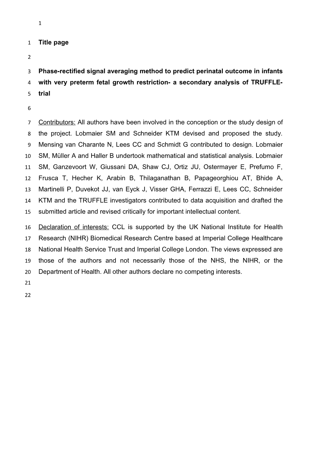 Phase-Rectified Signal Averaging Method to Predict Perinatal Outcome in Infants with Very