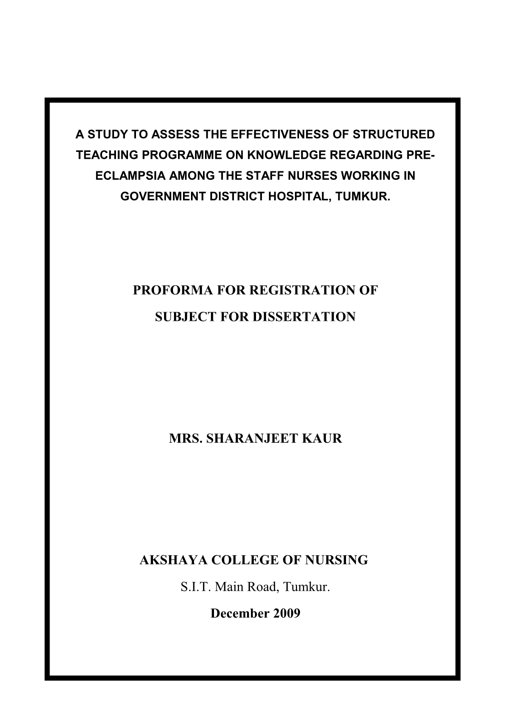 A Study to Assess the Effectiveness of Structured Teaching Programme on Knowledge Regarding