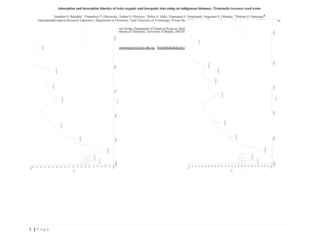 Adsorption and Desorption Kinetics of Toxic Organic and Inorganic Ions Using an Indigenous