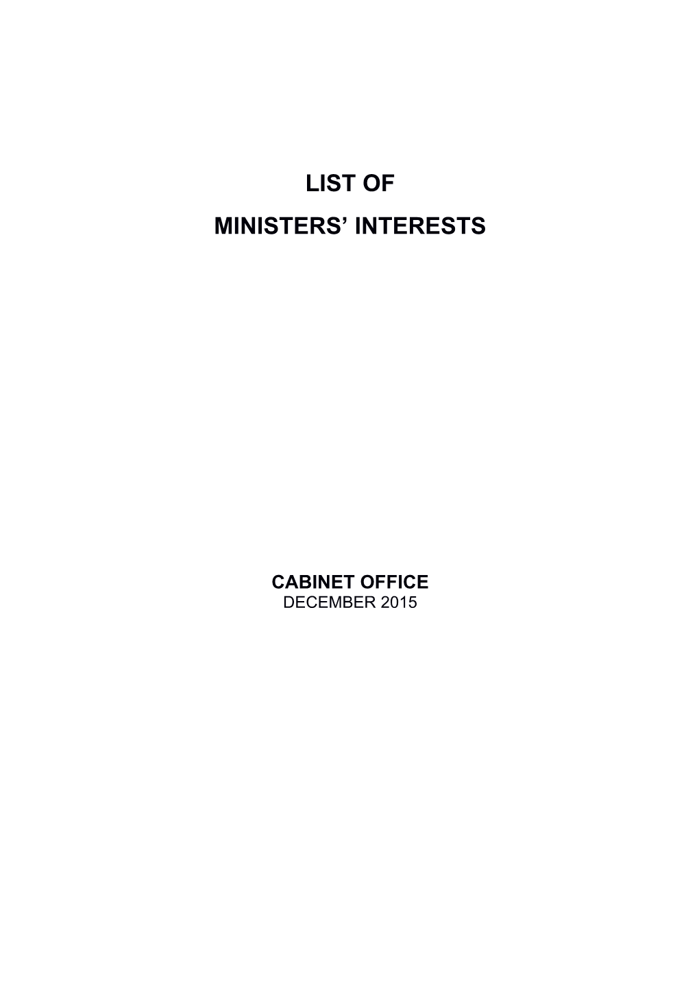 Ministers Interests