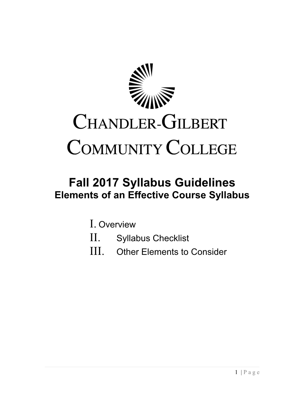 Elements of an Effective Course Syllabus