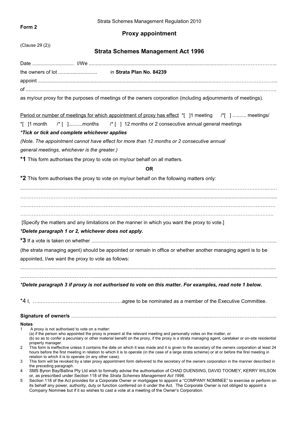 Strata Schemes Management Regulation 2010