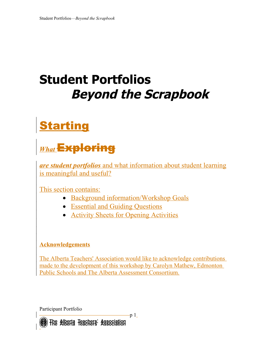 Student Portfolios Beyond the Scrapbook