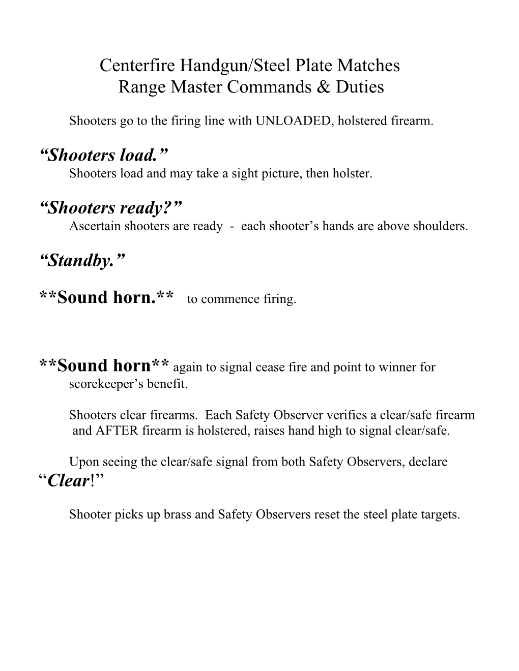 Range Master Commands & Duties