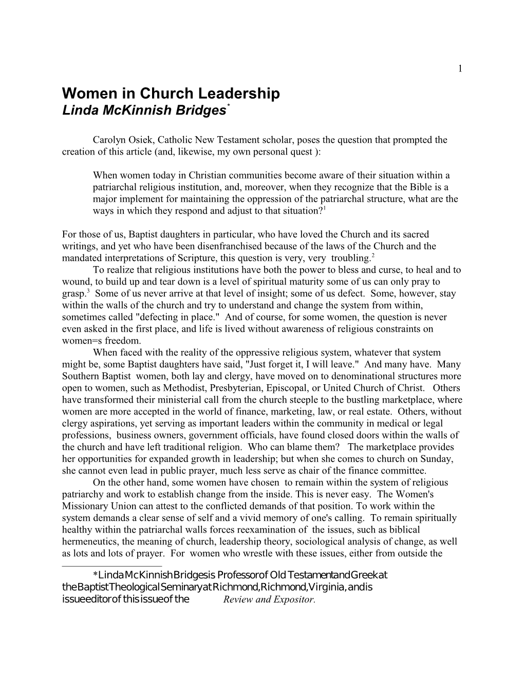 Women in Church Leadership