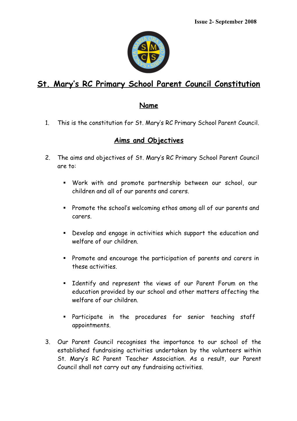 St. Mary S RC Primary School Parent Council Constitution