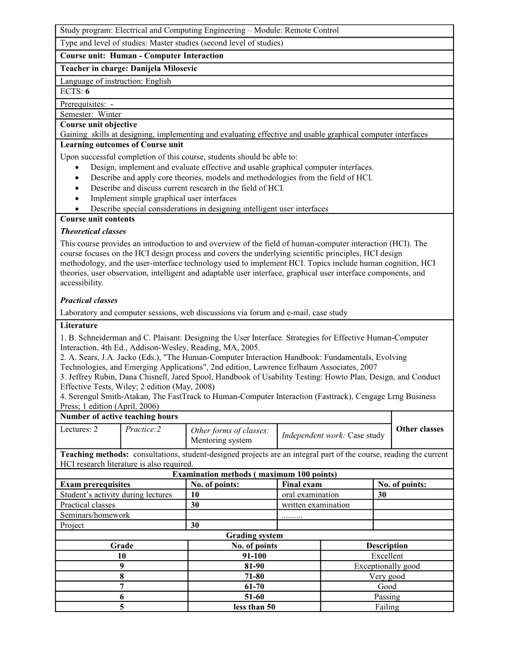 Study Program: Electrical and Computing Engineering Module: Remote Control