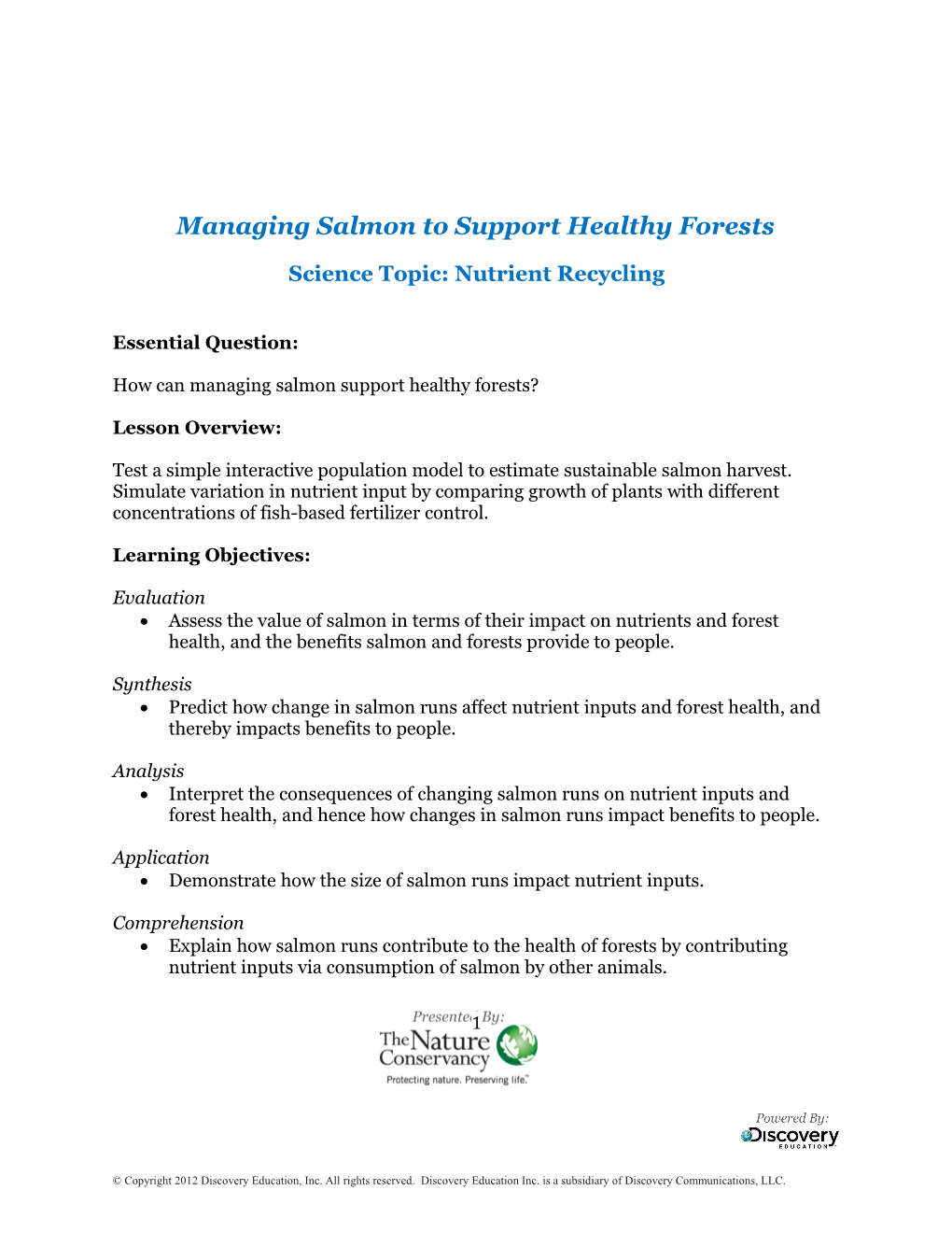 Managingsalmon to Support Healthy Forests