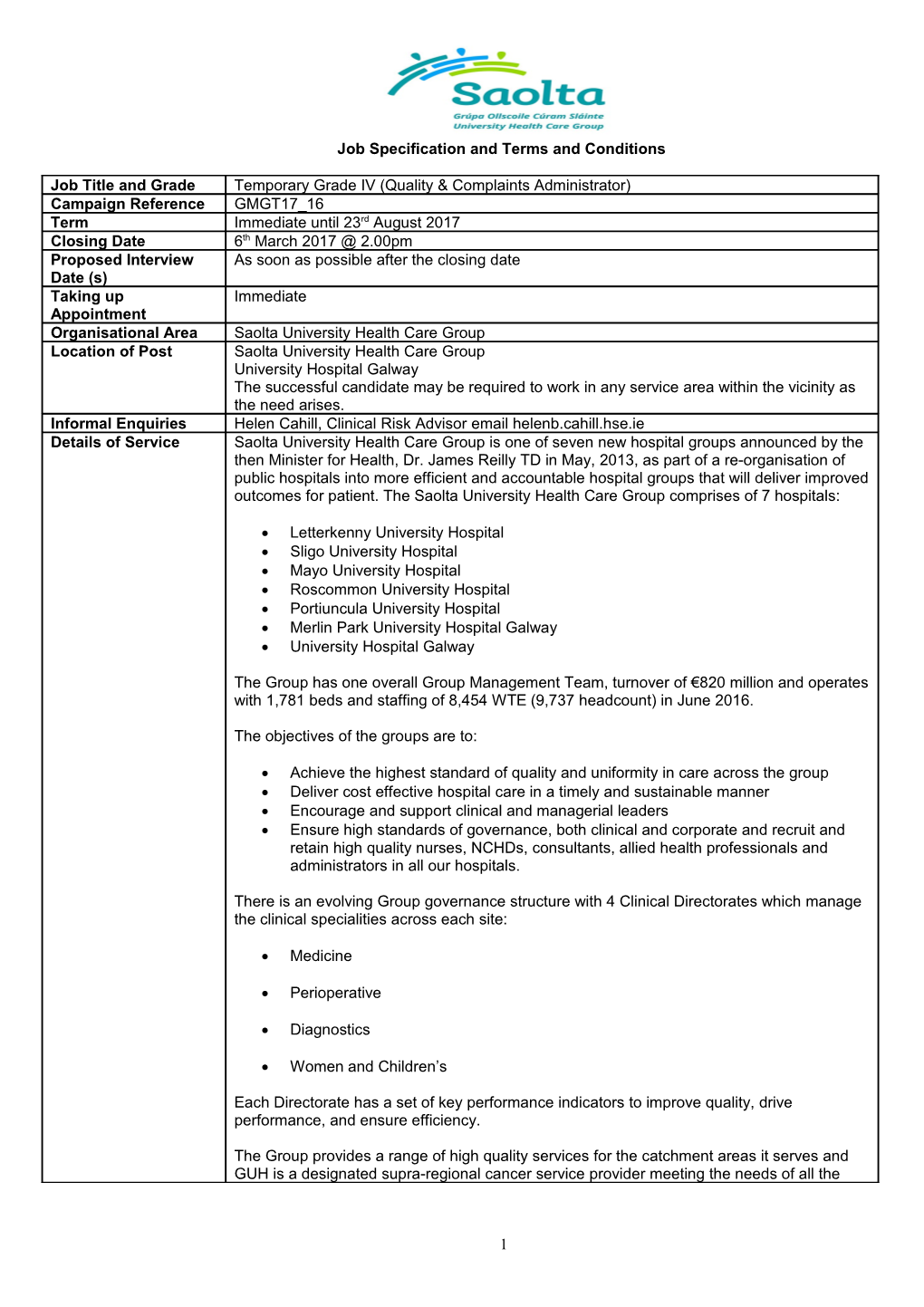 Job Specification and Terms and Conditions s3