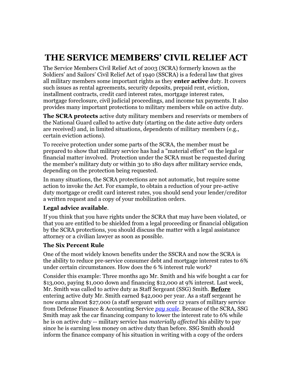 The Service Members’ Civil Relief Act