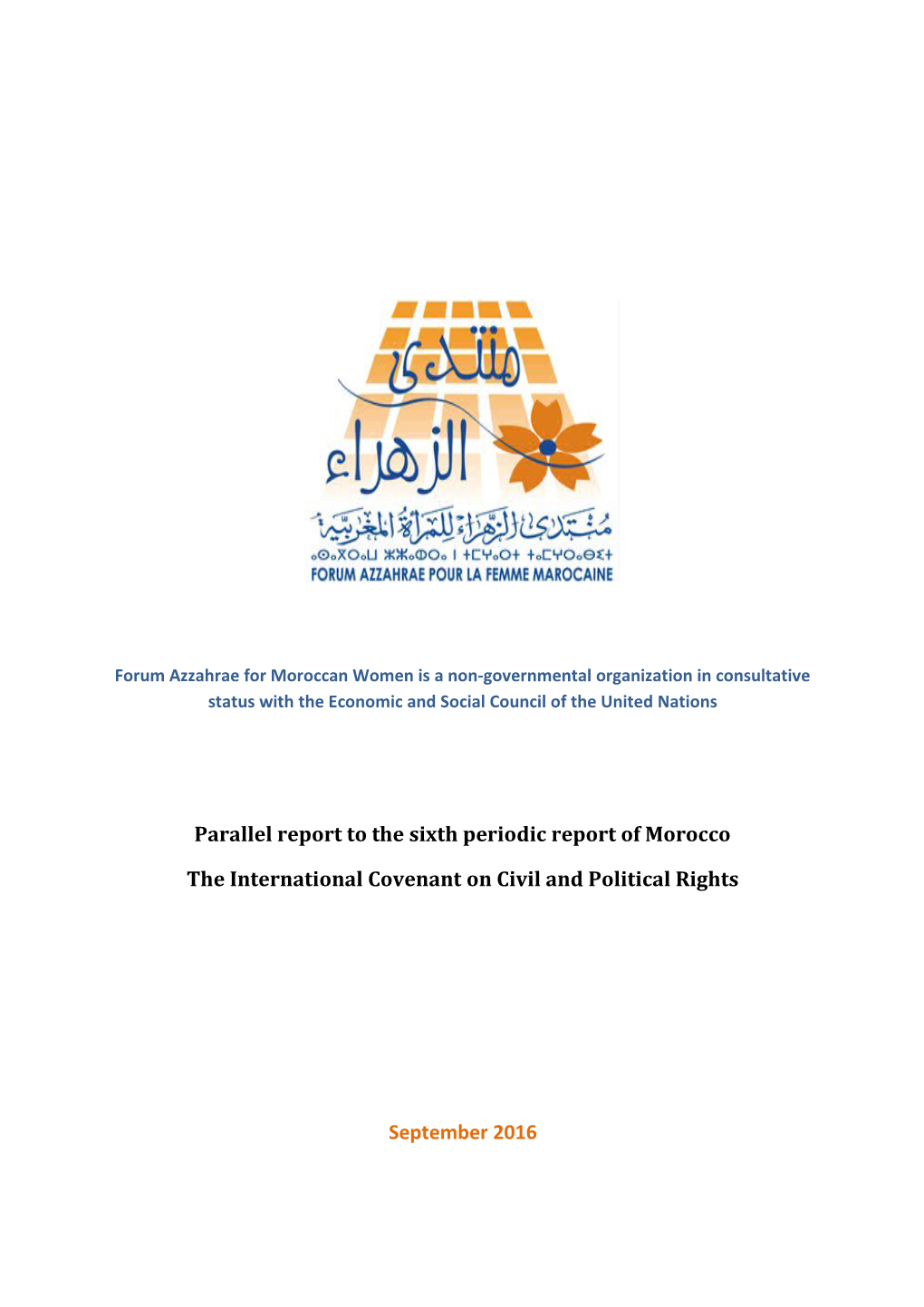 Parallel Report to the Sixth Periodic Report of Morocco