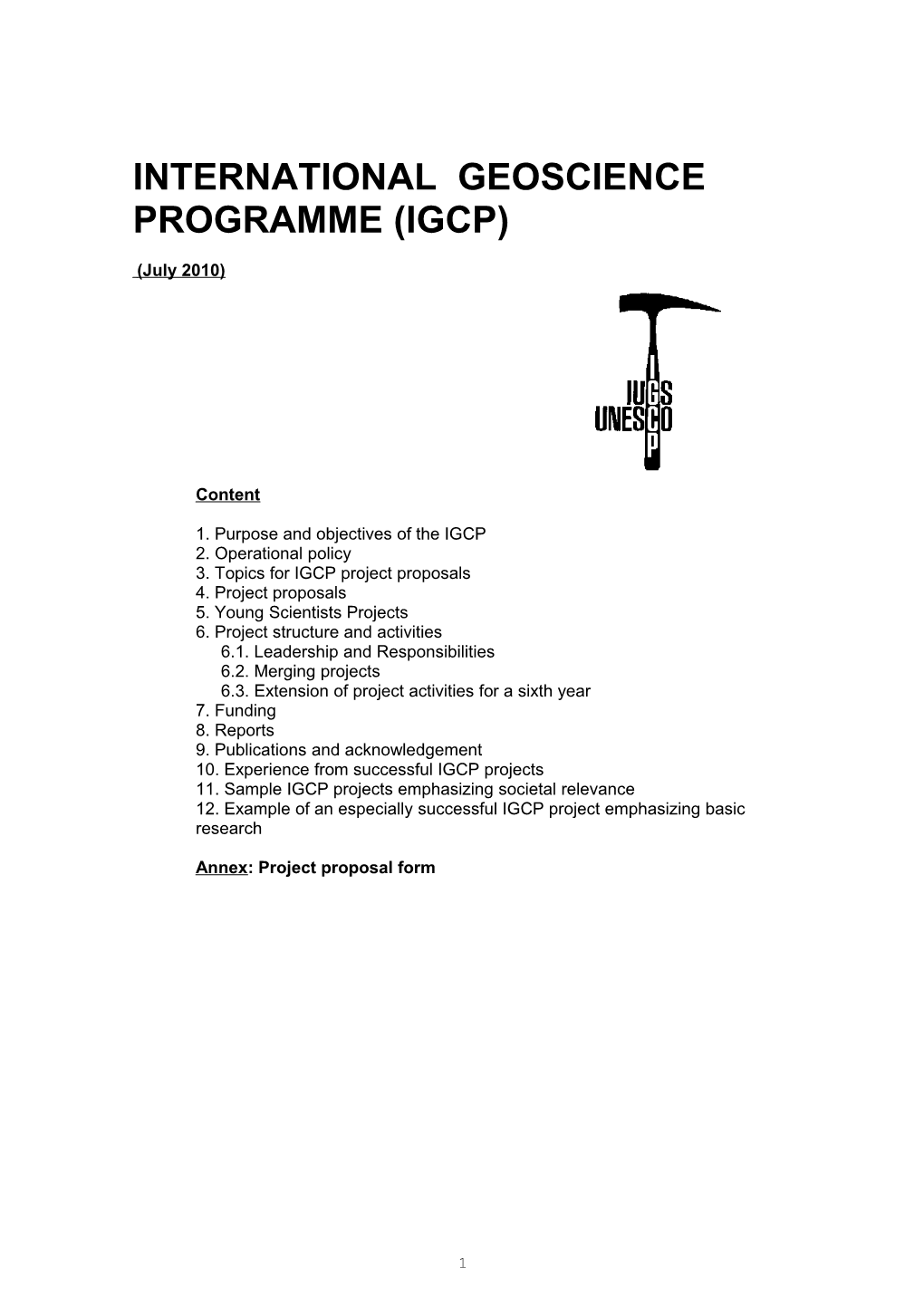 International Geoscience Programme (Igcp)