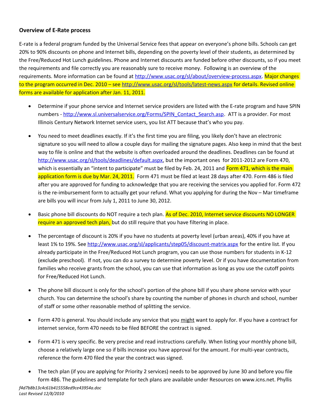 Overview of E-Rate Process