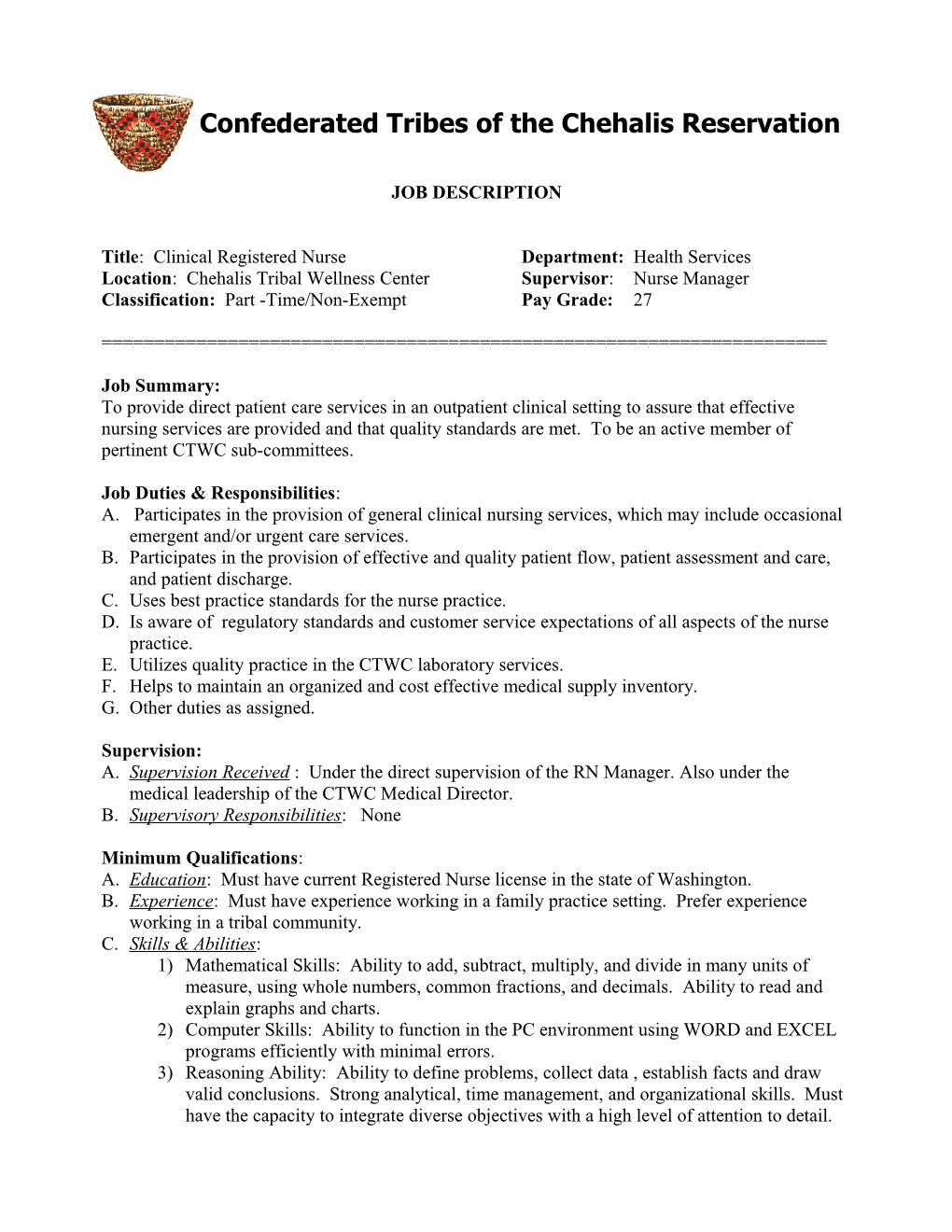 Confederated Tribes of the Chehalis Reservation