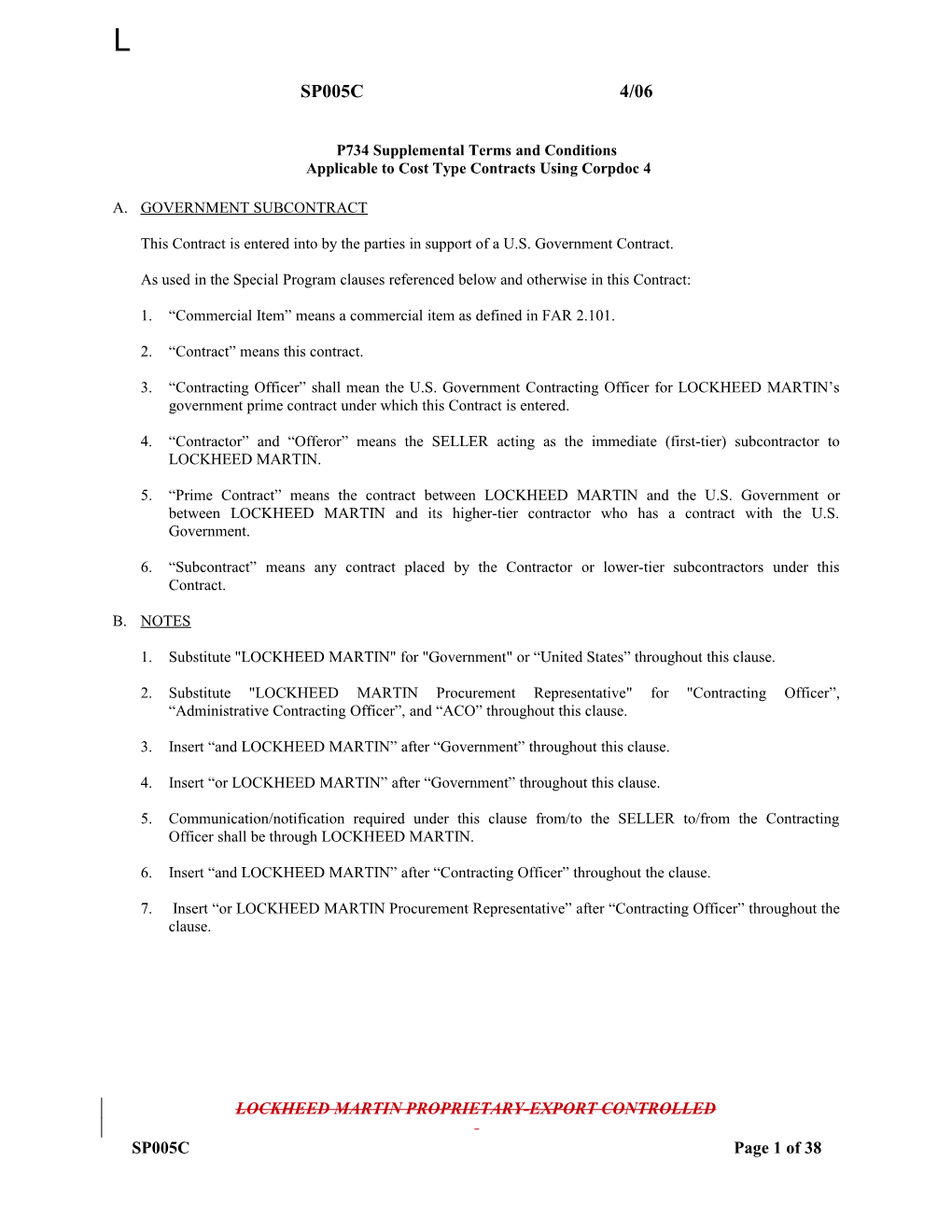 P734 Supplemental Terms and Conditions