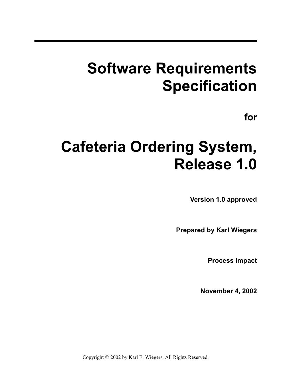 SRS for Cafeteria Ordering System s1